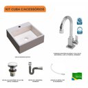 Ver imagem 3 de Kit Cuba Q355 Torneira Luxo 1195 Metal Válvula Click 1 Polegada G Sifão Cromado Flexível Compace
