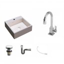 Ver imagem 2 de Kit Cuba Q355 Torneira Luxo 1195 Metal Válvula Click 1 Polegada G Sifão Cromado Flexível Compace