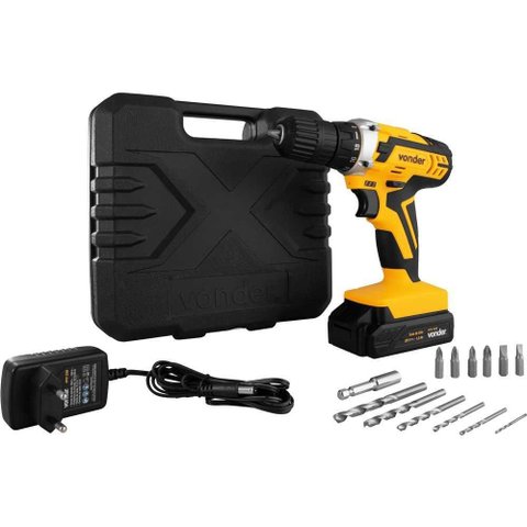 Parafusadeira Furadeira Bateria 20v Bivolt Pfv238 com Maleta e Acessórios - Vonder