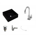 Ver imagem 2 de Kit Cuba Q355 Torneira Luxo 1195 Metal Válvula Click 1 Polegada G Sifão Cromado Flexível Compace