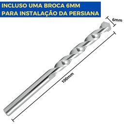 Cortina Persiana Horizontal Preto L=1,60m X A=1,30m Pvc + Broca Vídea Parede Concreto 6mm X 100mm - 3