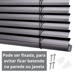 Cortina Persiana Horizontal Preto L=1,60m X A=1,30m Pvc + Broca Vídea Parede Concreto 6mm X 100mm - 6