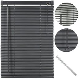 Cortina Persiana Horizontal Preto L=1,60m X A=1,30m Pvc + Broca Vídea Parede Concreto 6mm X 100mm - 1