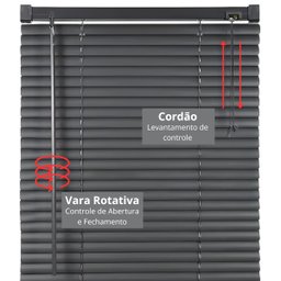 Cortina Persiana Horizontal Preto L=1,60m X A=1,30m Pvc + Broca Vídea Parede Concreto 6mm X 100mm - 4