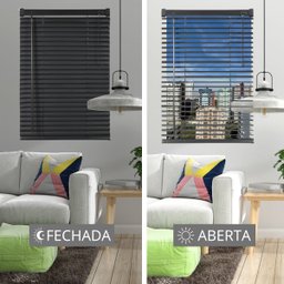 Cortina Persiana Horizontal Preto L=1,60m X A=1,30m Pvc + Broca Vídea Parede Concreto 6mm X 100mm - 11