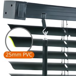 Cortina Persiana Horizontal Preto L=1,60m X A=1,30m Pvc + Broca Vídea Parede Concreto 6mm X 100mm - 8