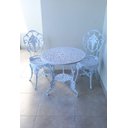 Ver imagem 2 de Conjunto de Mesa para Jardim Chinês com Mesa de 3 Pés e 2 Cadeiras em Alumínio Fundido Unifer Móveis