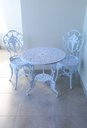 Ver imagem 2 de Conjunto de Mesa para Jardim Chinês com Mesa de 3 Pés e 2 Cadeiras em Alumínio Fundido Unifer Móveis
