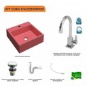 Ver imagem 3 de Kit Cuba Q355 Torneira Luxo 1195 Metal Válvula Click 1 1/2 Polegada Sifão Pvc Flexível Compace