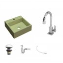 Ver imagem 2 de Kit Cuba Q355 Torneira Luxo 1195 Metal Válvula Click 1 1/2 Polegada Sifão Pvc Flexível Compace