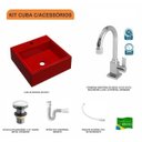 Ver imagem 3 de Kit Cuba Q355 Torneira Luxo 1195 Metal Válvula Click 1 1/2 Polegada Sifão Pvc Flexível Compace