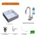 Ver imagem 3 de Kit Cuba Q355 Torneira Luxo 1195 Metal Válvula Click 1 1/2 Polegada Sifão Pvc Flexível Compace