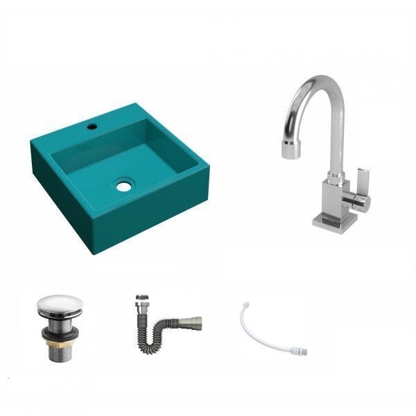 Kit Cuba Q355 Torneira Luxo 1195 Metal Válvula Click 1 1/2 Polegada Sifão Cromado Flexível Compace - 2