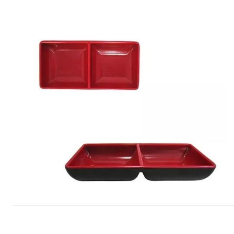 Prato De Melamina Japonesa Quadrado Duplo 14,5x7cm