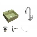 Ver imagem 2 de Kit Cuba Q355 Torneira Luxo 1195 Metal Válvula Click 1 1/2 Polegada Sifão Cromado Flexível Compace