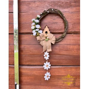 Enfeite de Porta de Entrada Guirlanda de Flores Brancas