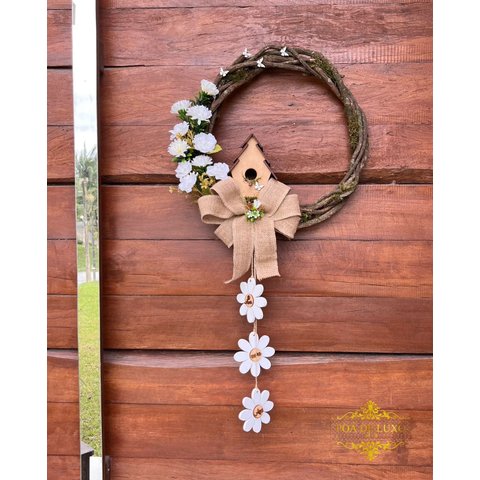 Enfeite de Porta de Entrada Guirlanda de Flores Brancas