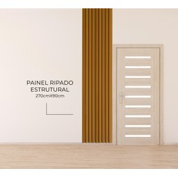Painel Ripado Estrutural 270x90cm: 01 Unid. (2,43m²) Mdf - Talatto Painéis - Peroba - 4