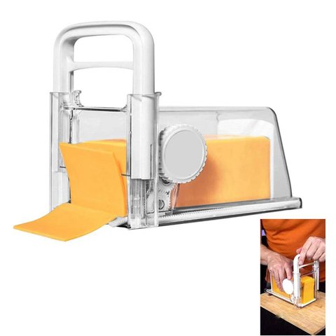 Cortador Fatiador Queijo Presunto Ralador Manual 4 em 1 Lamina inox Pote Hermetico Armazenamento Gel