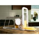 Ver imagem 5 de Cortador Fatiador Queijo Presunto Ralador Manual 4 em 1 Lamina inox Pote Hermetico Armazenamento Gel