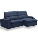 Ver imagem 1 de Sofá Retrátil Reclinável para Sala 4 Lugares 270cm Niels F04 Veludo Azul - Lyam Decor