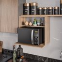 Ver imagem 2 de Suporte Microondas com Nicho Porta Tempero para Cozinha Louis 60cm Freijó M12 - D'Rossi