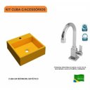 Ver imagem 3 de Kit Cuba Q355 Torneira Luxo 1195 Metal 1/4 Volta Compace