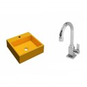 Ver imagem 2 de Kit Cuba Q355 Torneira Luxo 1195 Metal 1/4 Volta Compace