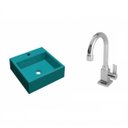 Ver imagem 2 de Kit Cuba Q355 Torneira Luxo 1195 Metal 1/4 Volta Compace