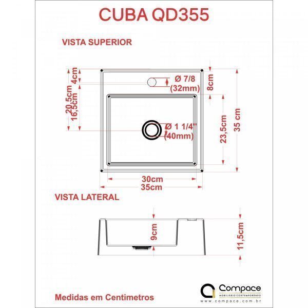 Kit Cuba Q355 Torneira Luxo 1195 Metal 1/4 Volta Compace - 5
