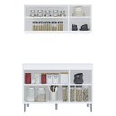 Ver imagem 3 de Armário Aéreo e Balcão Gabinete Cozinha Manu 120cm Com Tampo 3 Portas Branco - Abmaza