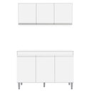 Ver imagem 6 de Armário Aéreo e Balcão Gabinete Cozinha Manu 120cm Com Tampo 3 Portas Branco - Abmaza