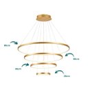 Ver imagem 2 de Lustre Pendente 4 Aros 20x40x60x80cm 125W 3000K Sindora:Dourado