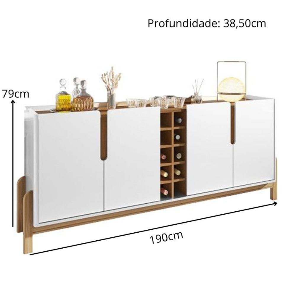 Buffet 190cm 4 Portas Lizz Casa D Branco/cedro - 9