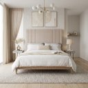 Ver imagem 1 de Cabeceira 140 cm Linho Casal Frame Estofada Cama Box Moderna:Bege