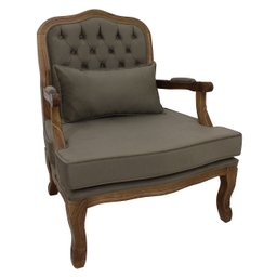 Poltrona King Clássica Capitonê Verniz Imbuia e Veludo Texturizado Marrom - 1