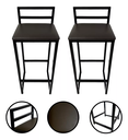 Ver imagem 2 de Kit 2 Banquetas Quadrada Bistro Industrial Alta Casa Bar Cozinha:marrom