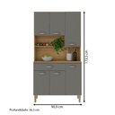 Ver imagem 4 de Armário de Cozinha com Balcão Era 6 Portas 1 Gaveta Freijó/gris - Pnr Móveis