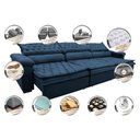 Ver imagem 3 de Sofá Retrátil e Reclinável 3.52m Molas Ensacadas Cama inBox Botonê Espuma Viscoelástico Azul