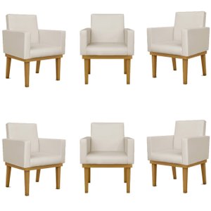 Kit 06 Cadeiras Decorativa Reforçada Oferta Balaqui Courino Cor:bege