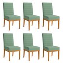 Ver imagem 1 de Kit 6 Cadeiras de Jantar Solana Linho Base de Madeira - Pallazio Cor:Verde Oliva