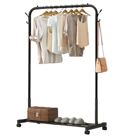 Cabideiro Arara Roupas Gigante Armario 143cm Ate 30kg Sapateira Organizador Loja Quarto Rodinhas