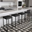 Ver imagem 2 de Banqueta Alta para Cozinha Industrial Kit 3 Nick Preto e Sintético preto D03 - D'Rossi
