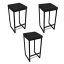 Ver imagem 1 de Banqueta Alta para Cozinha Industrial Kit 3 Nick Preto e Sintético preto D03 - D'Rossi