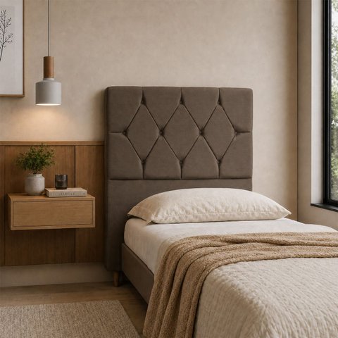 Cabeceira para Cama Solteiro Estofada ,088 ,Mts Zoe Vilajo: Suede Marrom