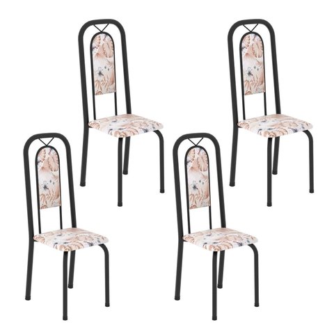 Cadeiras para Sala de Jantar 4 Unidades Lara Preto/Botanic Bege