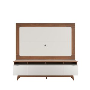 Rack Flynt com Painel Oslo para Tv até 75” 3 Portas 219 Cm - Canella C/ Off White Fosco