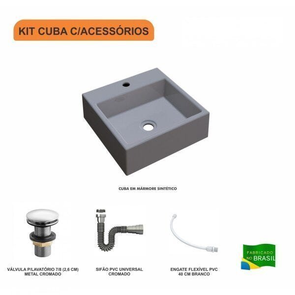 Kit Cuba Q355 Válvula Click 1 Polegada G Sifão Cromado Flexível Compace - 3