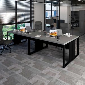 Plataforma de Trabalho 4 Pessoas 3,00m X 1,20m Pés Metal F5 Cor:cinza Sagrado com Preto