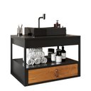 Ver imagem 1 de Gabinete para Banheiro Harley 1 Gaveta e Cuba Dalla Preta Preto/preto/canela